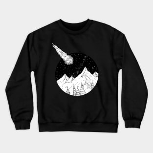 retro moon mountains shooting star Crewneck Sweatshirt